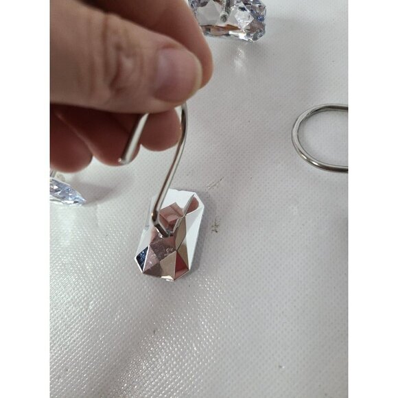 GLAM Rhinestone Shower Curtain Hooks Silver Stainless Steel Ring Set of 12 - Picture 3 of 3